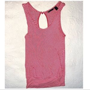 MNG red and white sleeveless striped blouse